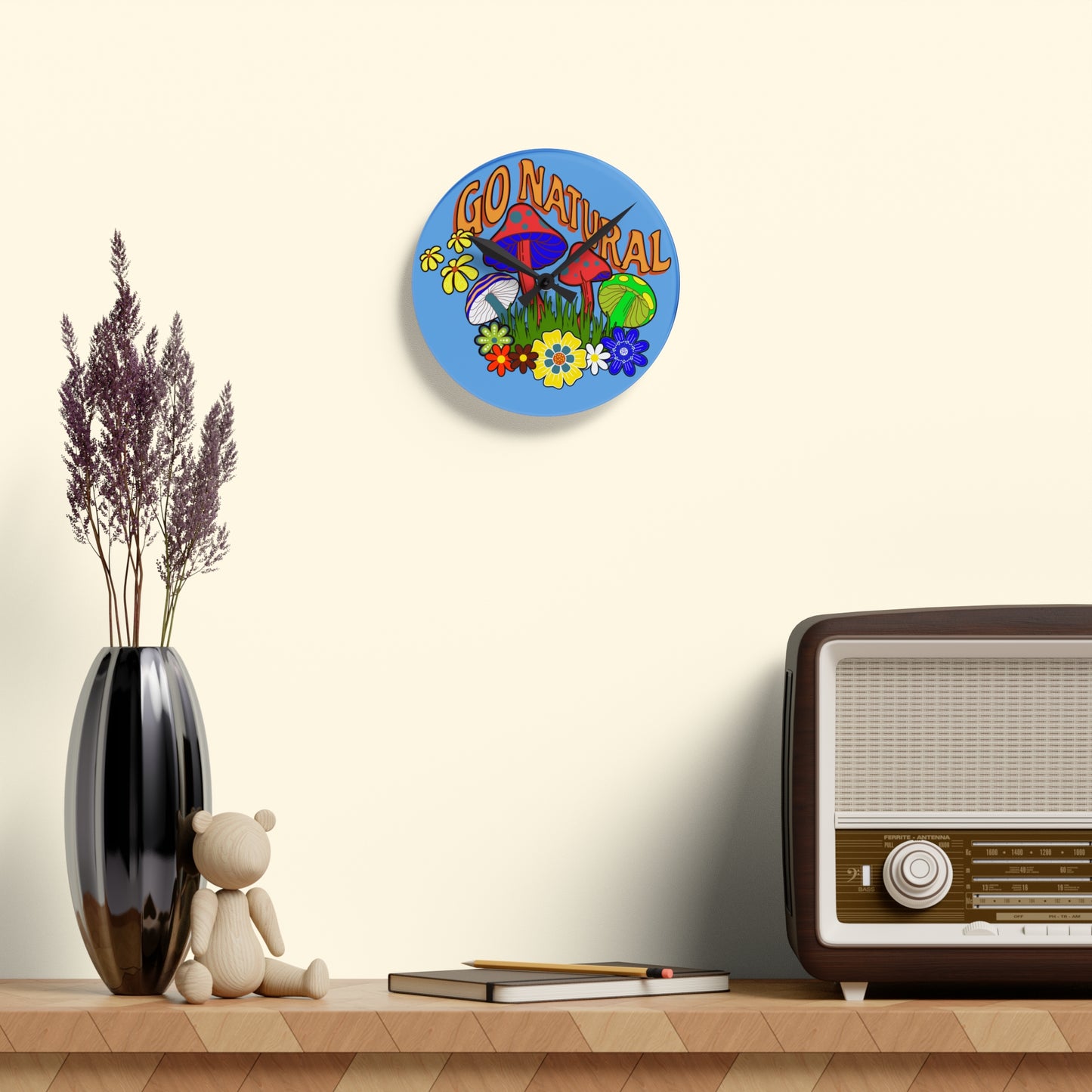 "Go Natural" Acrylic Wall Clock