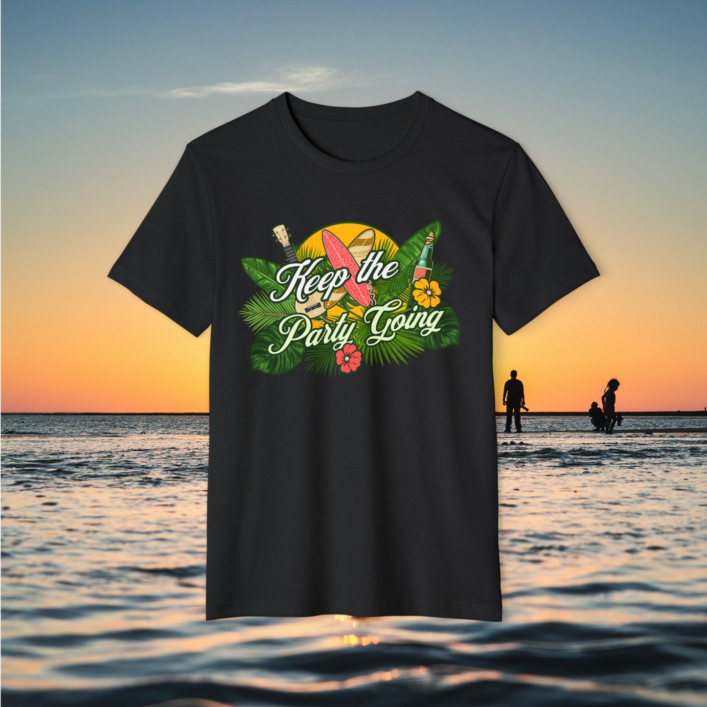 "Keep the Party Going!" Recycled Organic Beach T-Shirt