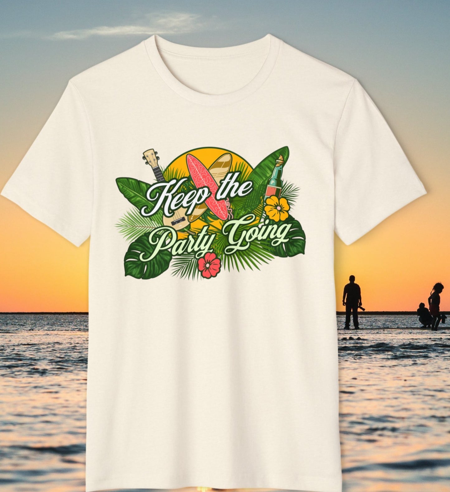 "Keep the Party Going!" Recycled Organic Beach T-Shirt