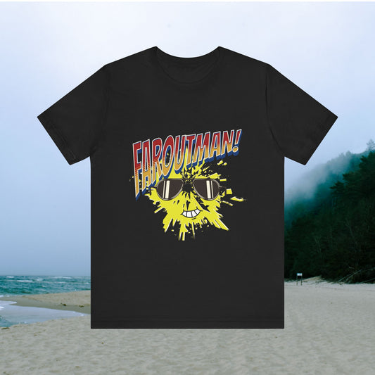 T-Shirt with &quot;FAROUTMAN&quot; Smiling Sun Design