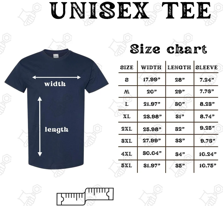 Tee size chart