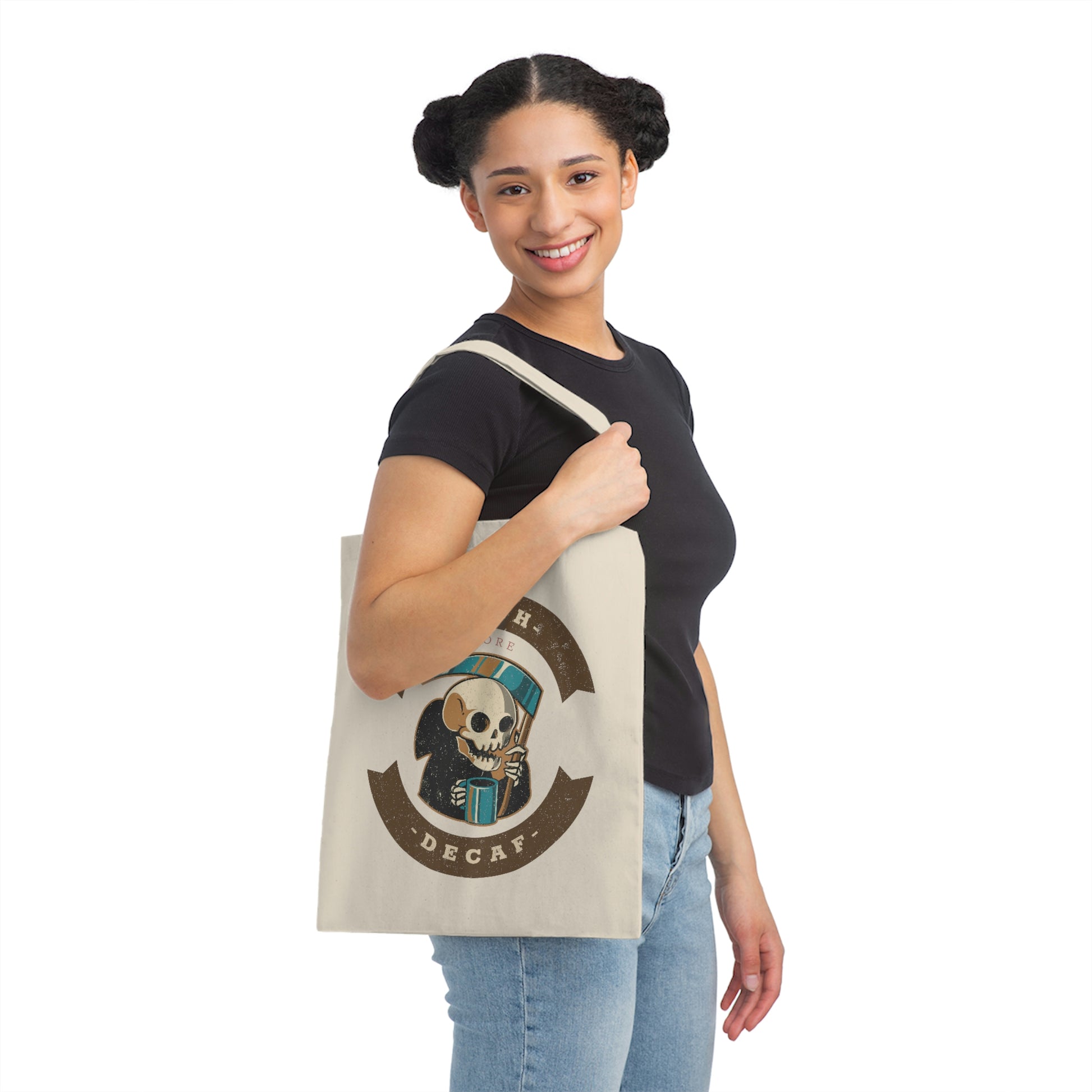 "Death Before Decaf" Canvas Tote