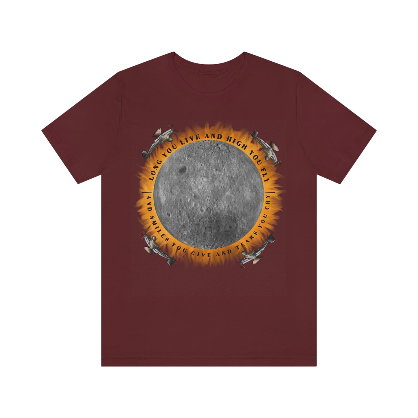 Maroon t-shirt with "Eclipse, from the Dark Side of the Moon" graphic