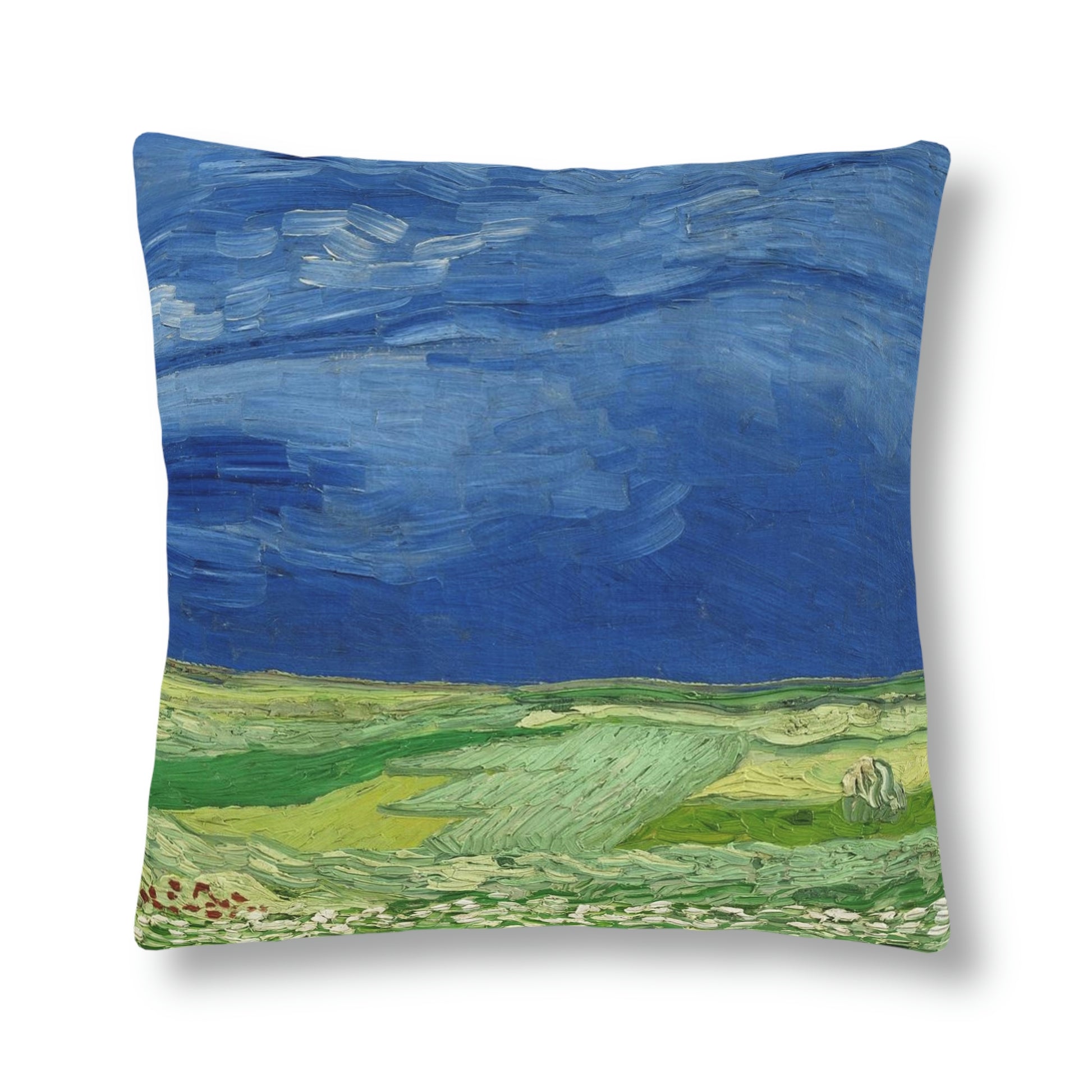 "Wheatfield Under Thunderclouds" by Van Gogh, Waterproof Pillow