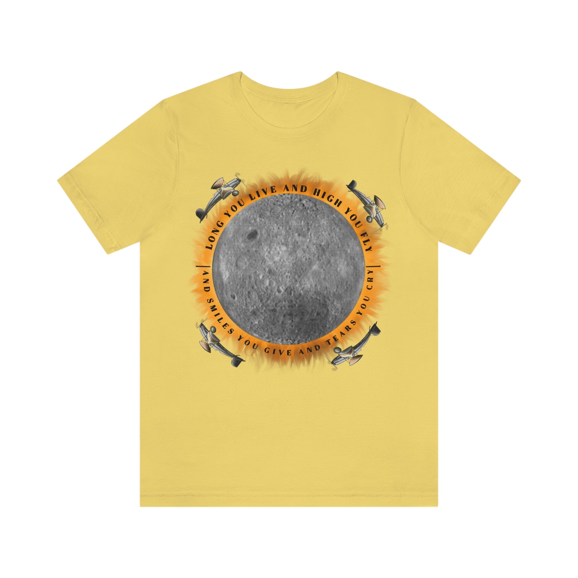 "Eclipse, from the Dark Side of the Moon" graphic on yellow tee