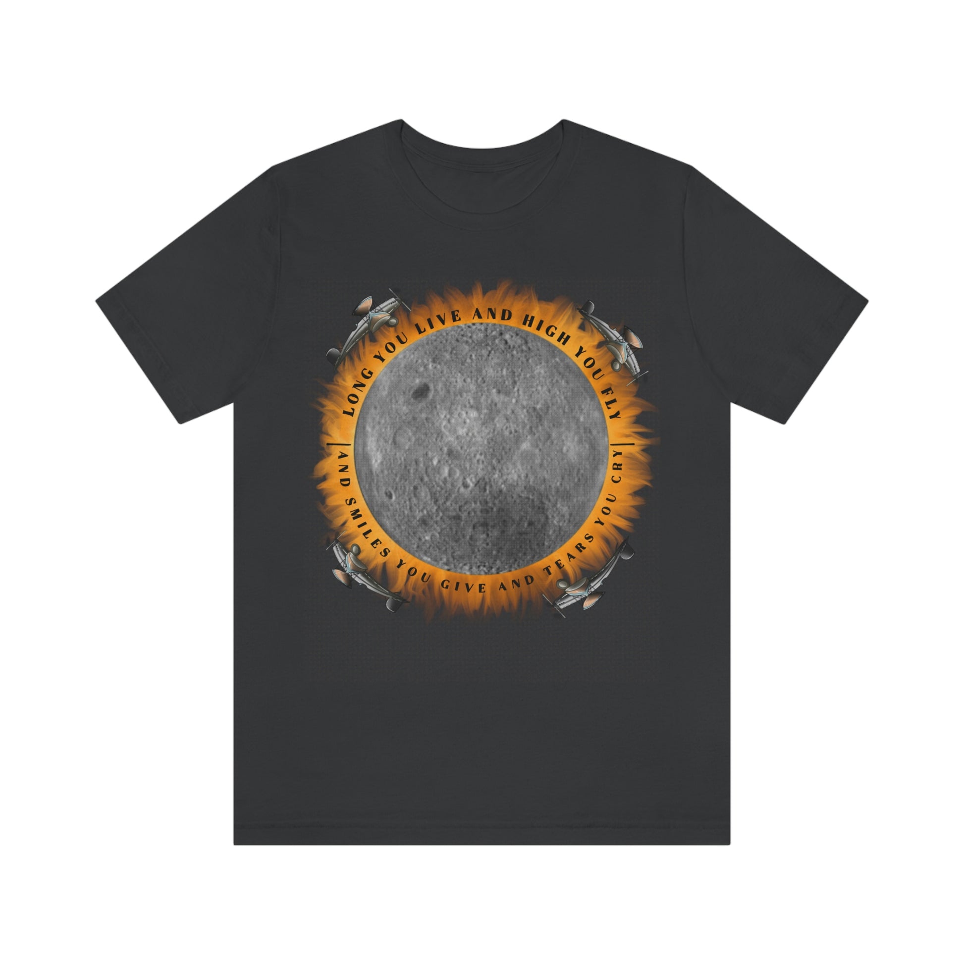 Dark grey tshirt with graphic "Eclipse, from the Dark Side of the Moon"