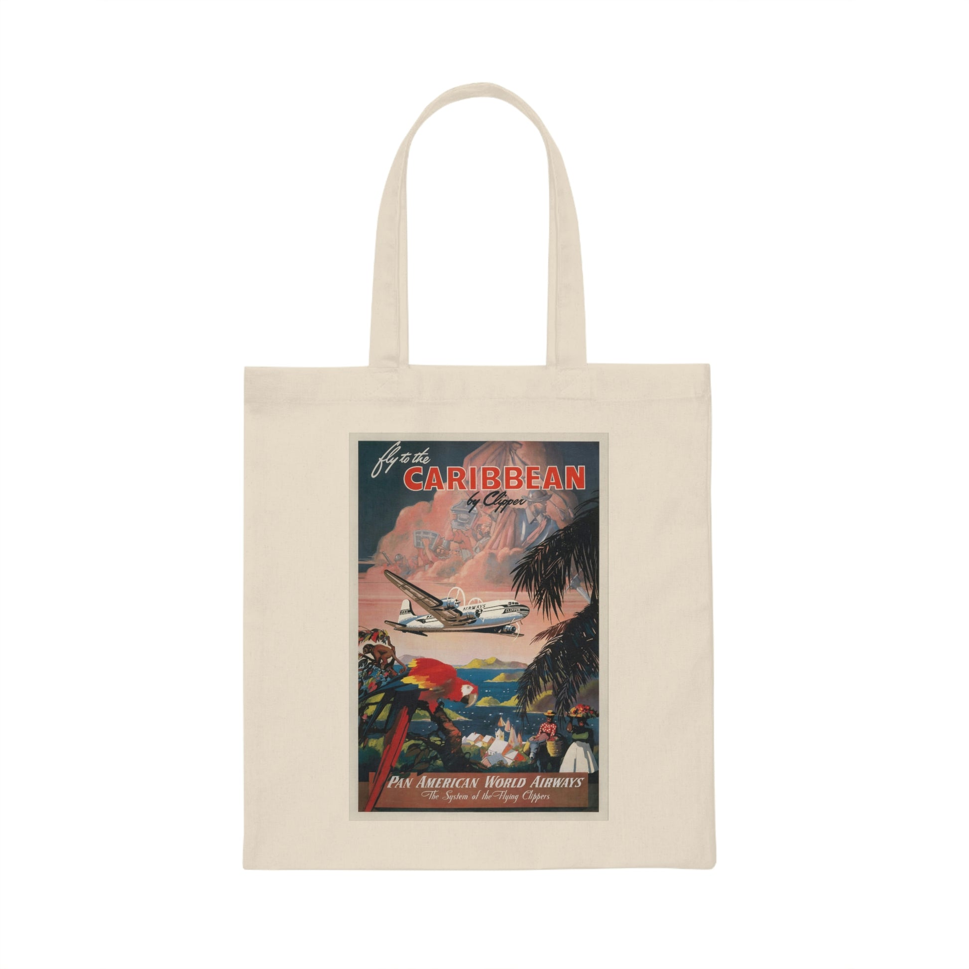 vintage poster graphic  "Fly to the Caribbean!" Canvas Tote 