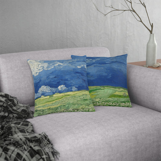 "Wheatfield Under Thunderclouds" by Van Gogh, Waterproof Pillow