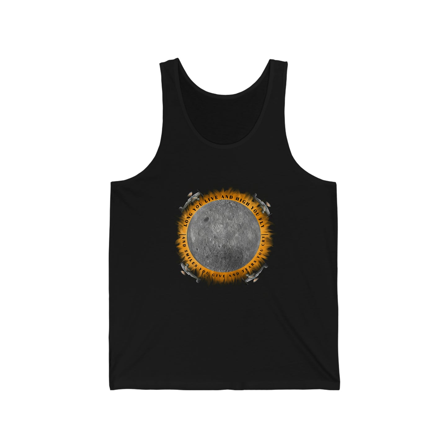 Tank top in black with graphic "Eclipse, from the Dark Side of the Moon"