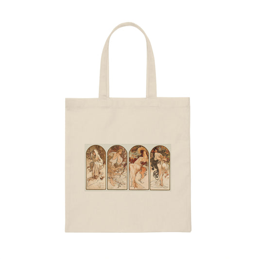 "The Seasons" by Mucha, Canvas Tote