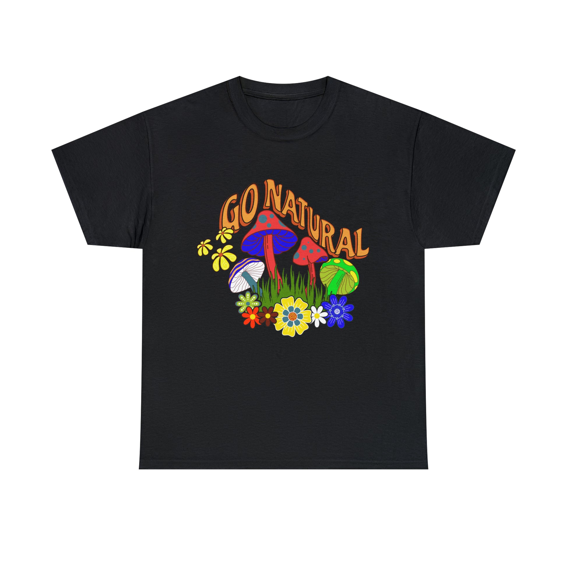 Black tee with graphic "Go Natural"