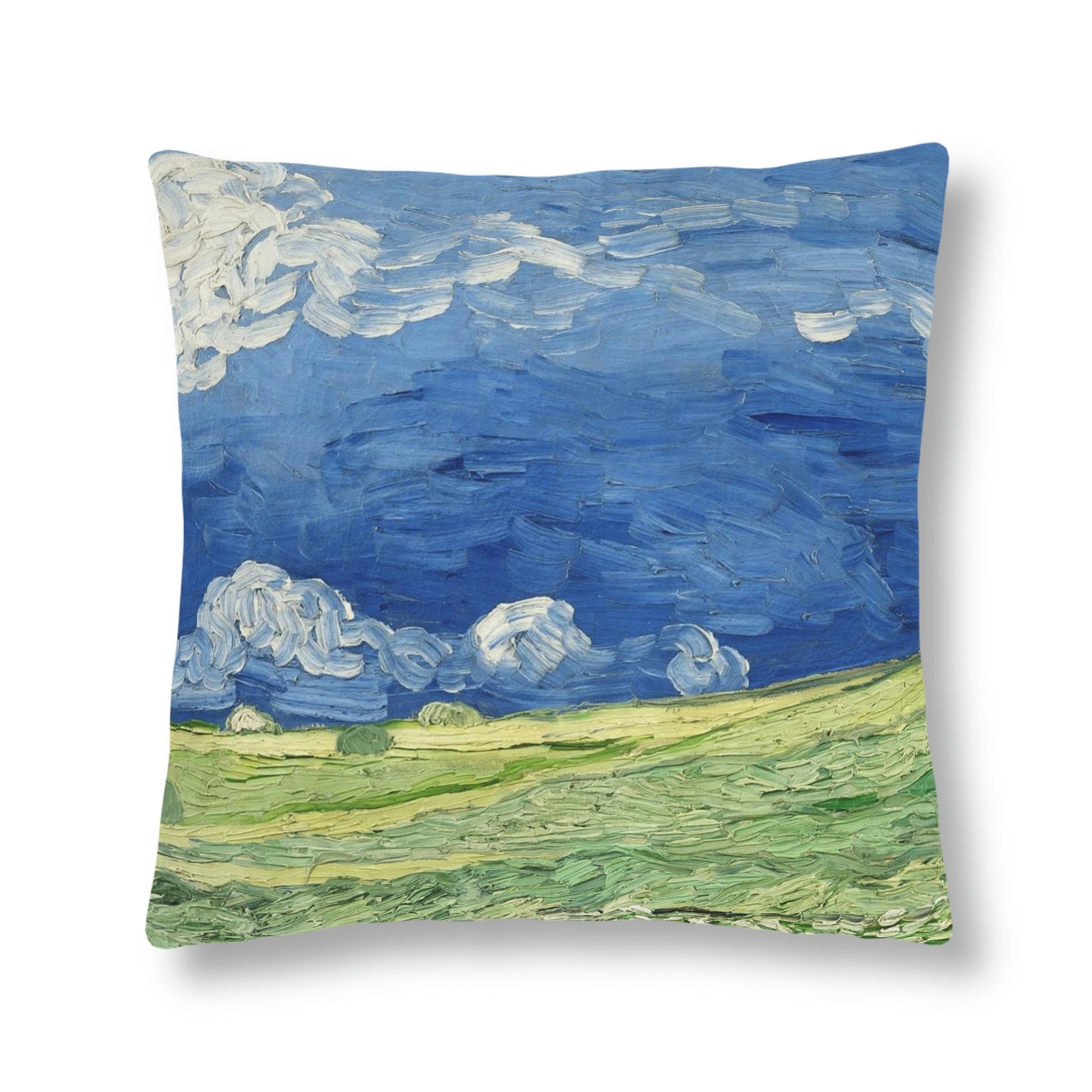 "Wheatfield Under Thunderclouds" by Van Gogh, Waterproof Pillow